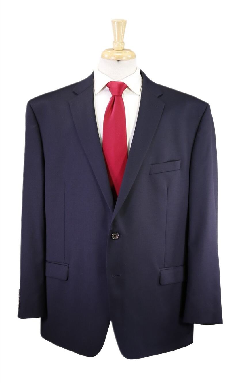Lauren Ralph Lauren Solid Navy Blue 2-Btn Wool Suit 48R